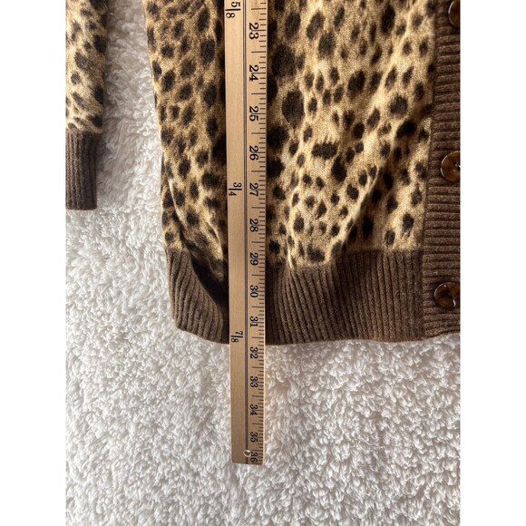 J. McLaughlin Small Cardigan100% Cashmere Brown Animal Print Button Sweater - Picture 7 of 9